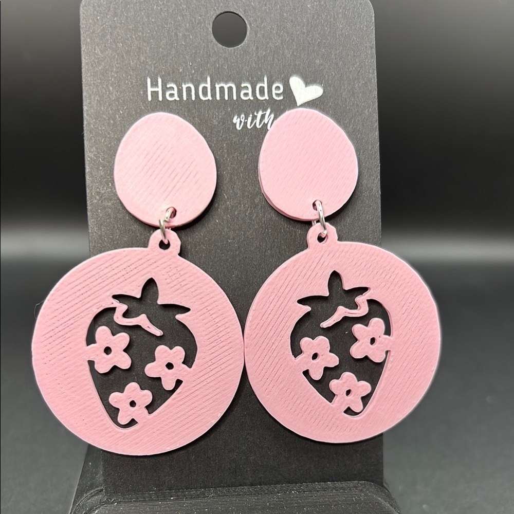 Pink Strawberry Earrings